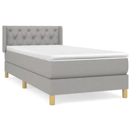 Sommier à lattes de lit avec matelas Gris clair 80x200 cm Tissu 2