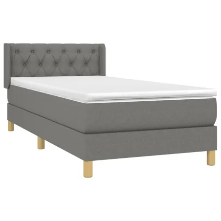 Sommier à lattes de lit avec matelas Gris foncé 80x200 cm Tissu