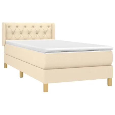 Sommier à lattes de lit avec matelas Crème 80x200 cm Tissu
