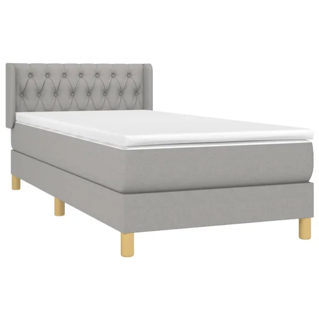 Sommier à lattes de lit avec matelas Gris clair 100x200cm Tissu