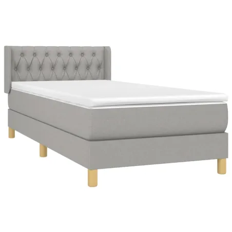 Sommier à lattes de lit avec matelas Gris clair 100x200cm Tissu