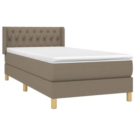 Sommier à lattes de lit avec matelas Taupe 100x200 cm Tissu