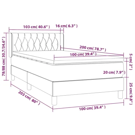 Sommier à lattes de lit avec matelas Taupe 100x200 cm Tissu