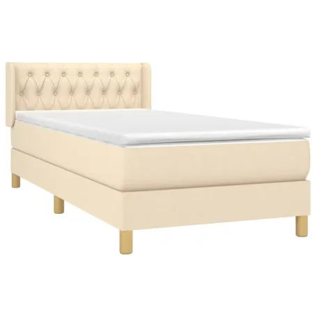 Sommier à lattes de lit avec matelas Crème 100x200 cm Tissu