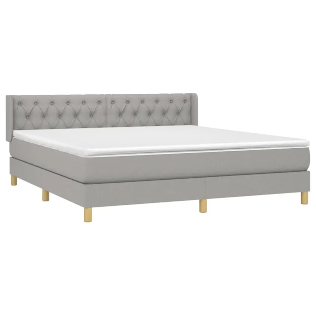 Sommier à lattes de lit avec matelas Gris clair 160x200cm Tissu