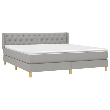Sommier à lattes de lit avec matelas Gris clair 160x200cm Tissu