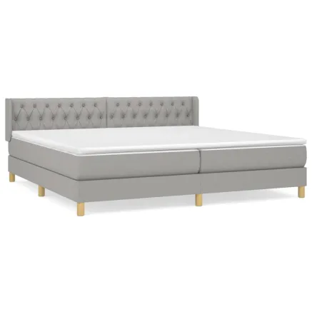 Sommier à lattes de lit avec matelas Gris clair 200x200cm Tissu 2