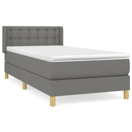 Sommier à lattes de lit avec matelas Gris foncé 80x200 cm Tissu 2