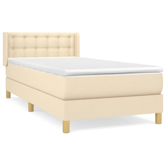 Sommier à lattes de lit avec matelas Crème 100x200 cm Tissu