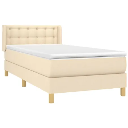 Sommier à lattes de lit avec matelas Crème 100x200 cm Tissu