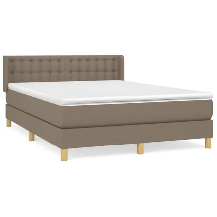 Sommier à lattes de lit avec matelas Taupe 140x190 cm Tissu 2