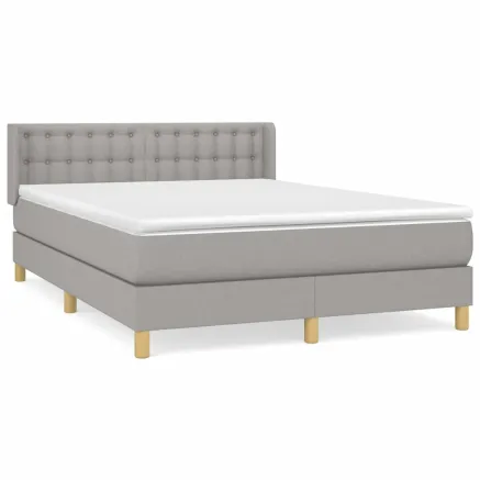 Sommier à lattes de lit avec matelas Gris clair 140x200cm Tissu 2