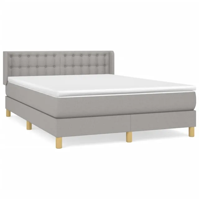 Sommier à lattes de lit avec matelas Gris clair 140x200cm Tissu
