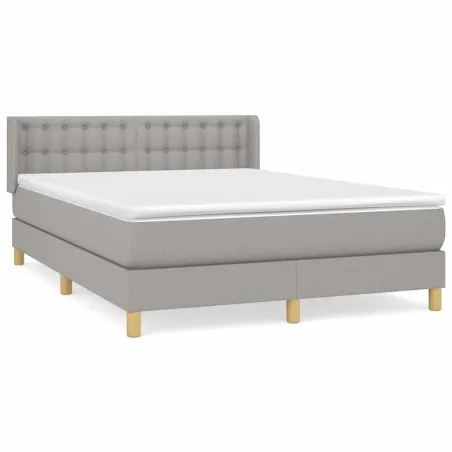 Sommier à lattes de lit avec matelas Gris clair 140x200cm Tissu
