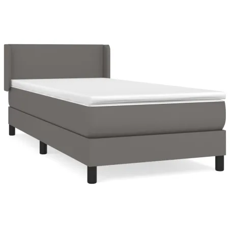 Sommier à lattes de lit avec matelas Gris 90x200 cm Similicuir