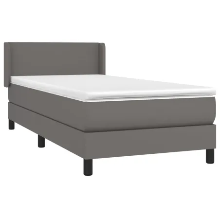 Sommier à lattes de lit avec matelas Gris 90x200 cm Similicuir