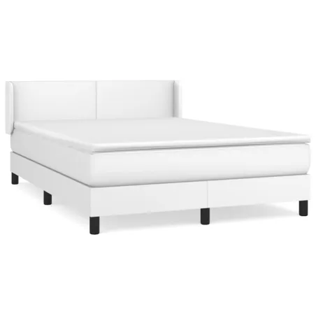 Sommier à lattes de lit avec matelas Blanc 140x190cm Similicuir