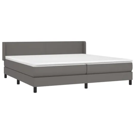 Sommier à lattes de lit avec matelas Gris 200x200 cm Similicuir