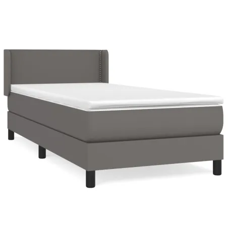 Sommier à lattes de lit avec matelas Gris 80x200 cm Similicuir