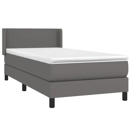 Sommier à lattes de lit avec matelas Gris 80x200 cm Similicuir