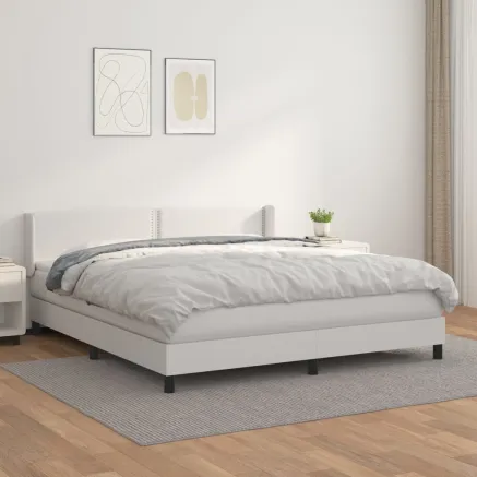 Sommier à lattes de lit avec matelas Blanc 180x200cm Similicuir