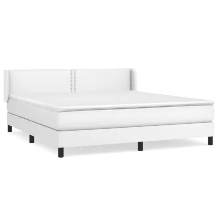 Sommier à lattes de lit avec matelas Blanc 180x200cm Similicuir 2