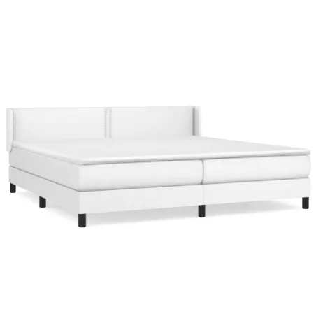 Sommier à lattes de lit avec matelas Blanc 200x200cm Similicuir