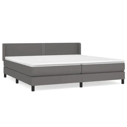 Sommier à lattes de lit avec matelas Gris 200x200 cm Similicuir 2