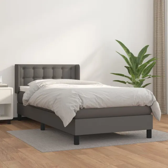 Sommier à lattes de lit avec matelas Gris 90x200 cm Similicuir