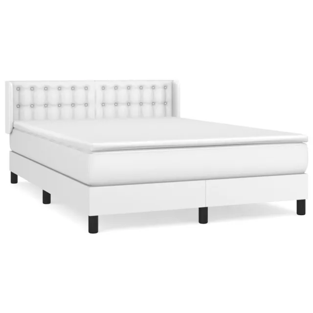 Sommier à lattes de lit avec matelas Blanc 140x190cm Similicuir