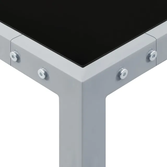 Table de jardin 130x130x72 cm Gris Acier et verre