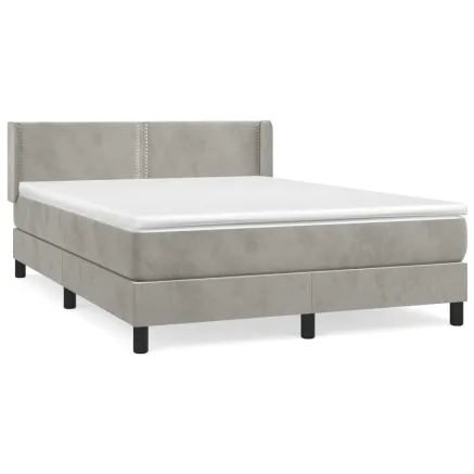 Sommier à lattes de lit et matelas Gris clair 140x190cm Velours 2