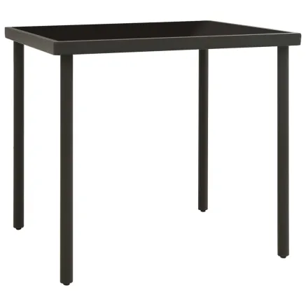 Table à dîner d'extérieur Anthracite 80x80x72 cm Verre et acier 2