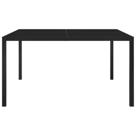 Table de jardin 130x130x72 cm Noir Acier et verre 2