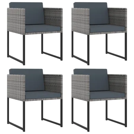 Ensemble à manger de jardin coussins 9pcs Résine tressée Gris