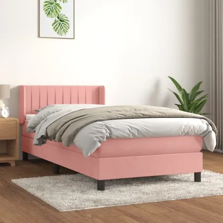 Sommier à lattes de lit avec matelas Rose 90x200 cm Velours