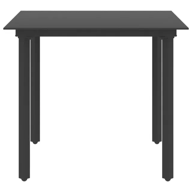 Table à dîner de jardin Noir 80x80x74 cm Acier et verre