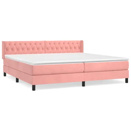 Sommier à lattes de lit avec matelas Rose 200x200 cm Velours 2