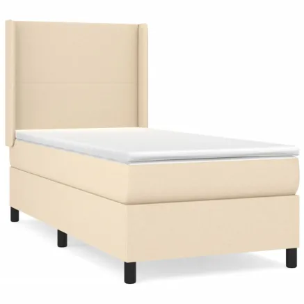 Sommier à lattes de lit avec matelas Crème 80x200 cm Tissu 2