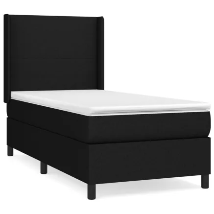 Sommier à lattes de lit avec matelas Noir 90x200 cm Tissu 2