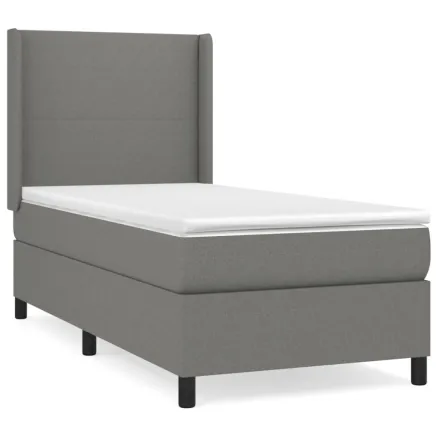 Sommier à lattes de lit avec matelas Gris foncé 100x200cm Tissu 2