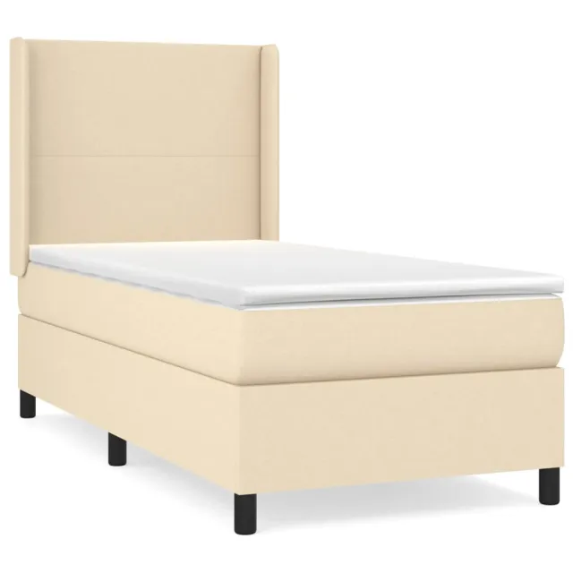 Sommier à lattes de lit avec matelas Crème 100x200 cm Tissu