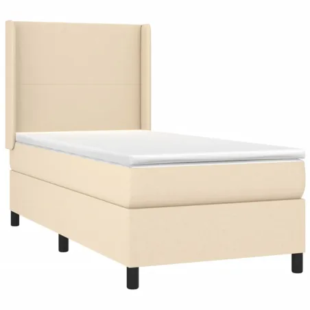 Sommier à lattes de lit avec matelas Crème 100x200 cm Tissu