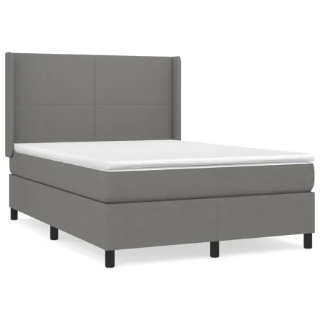 Sommier à lattes de lit avec matelas Gris foncé 140x190cm Tissu