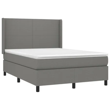 Sommier à lattes de lit avec matelas Gris foncé 140x190cm Tissu