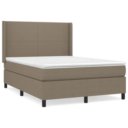 Sommier à lattes de lit avec matelas Taupe 140x190 cm Tissu 2