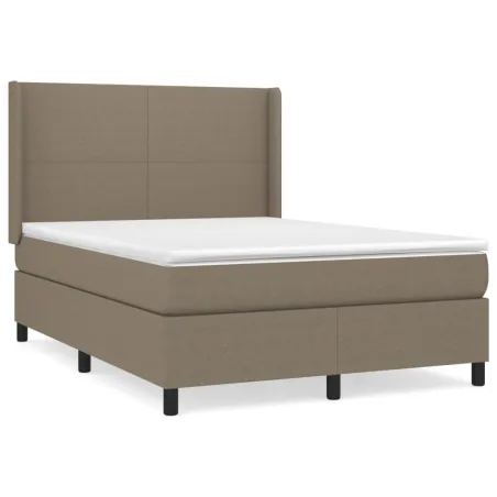 Sommier à lattes de lit avec matelas Taupe 140x190 cm Tissu