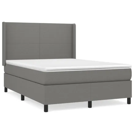 Sommier à lattes de lit avec matelas Gris foncé 140x200cm Tissu 2