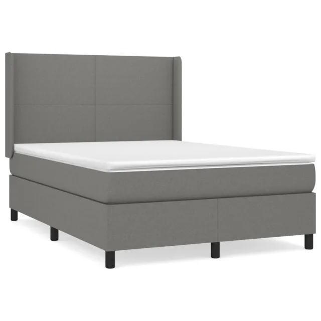 Sommier à lattes de lit avec matelas Gris foncé 140x200cm Tissu