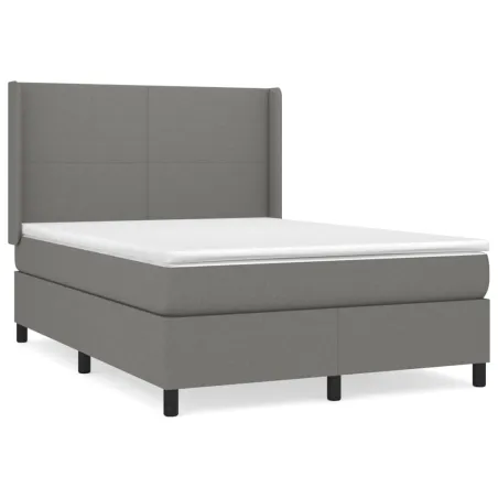 Sommier à lattes de lit avec matelas Gris foncé 140x200cm Tissu